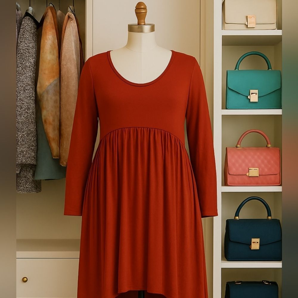 Amzplus high low long sleeves t-shirt dress 5x